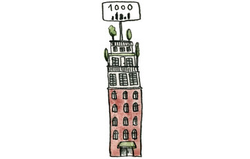 Tegning af højhus med postnummer 1000