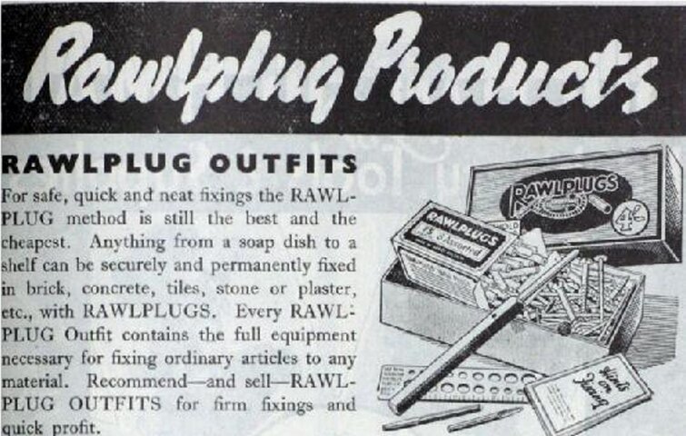 Annonce for gammel rawlplug lave af hampefibre.