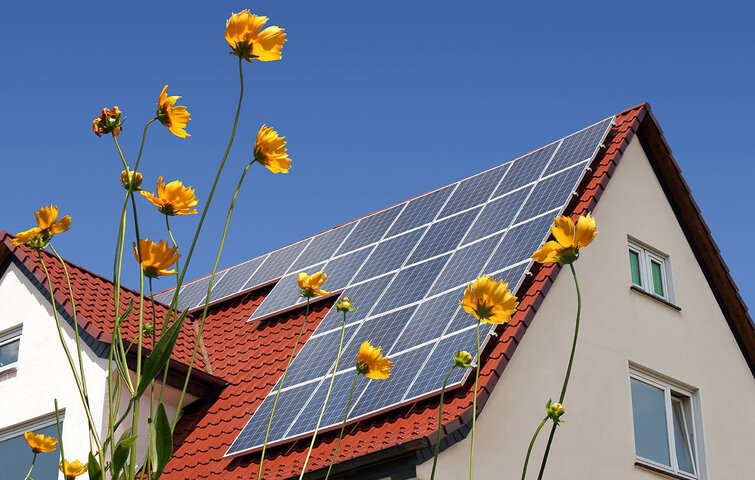 hus med solceller på taget