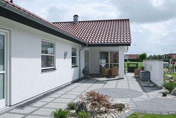 Parcelhus i Esbjerg bygget af teglblokke. Venligst udlånt af Scanoton.