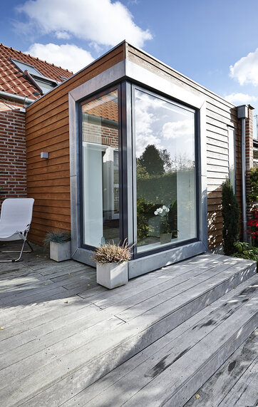 tilbygning til rækkehus med større terrasse