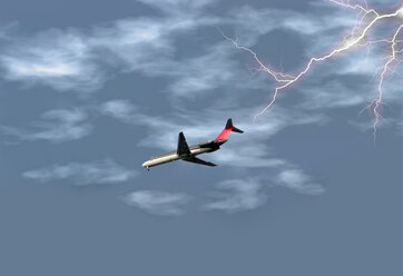lyn slår ned i fly