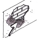 Illustration af væg, der pudses op