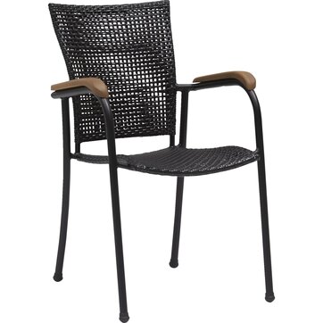 Havemøbel i polyrattan med armlæn af eukalyptustræ