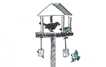 Hæng fuglekuglerne op tæt på boligen, så du får fornøjelse af fuglene. Illustration: Casper Kjerumgaard.