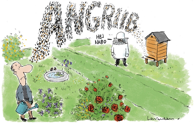 Irriterer naboens bier dig? Illustration: Lars Andersen