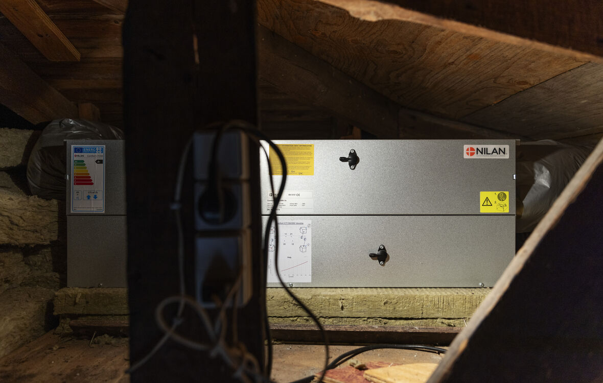 Ventilationsanlæg på loft